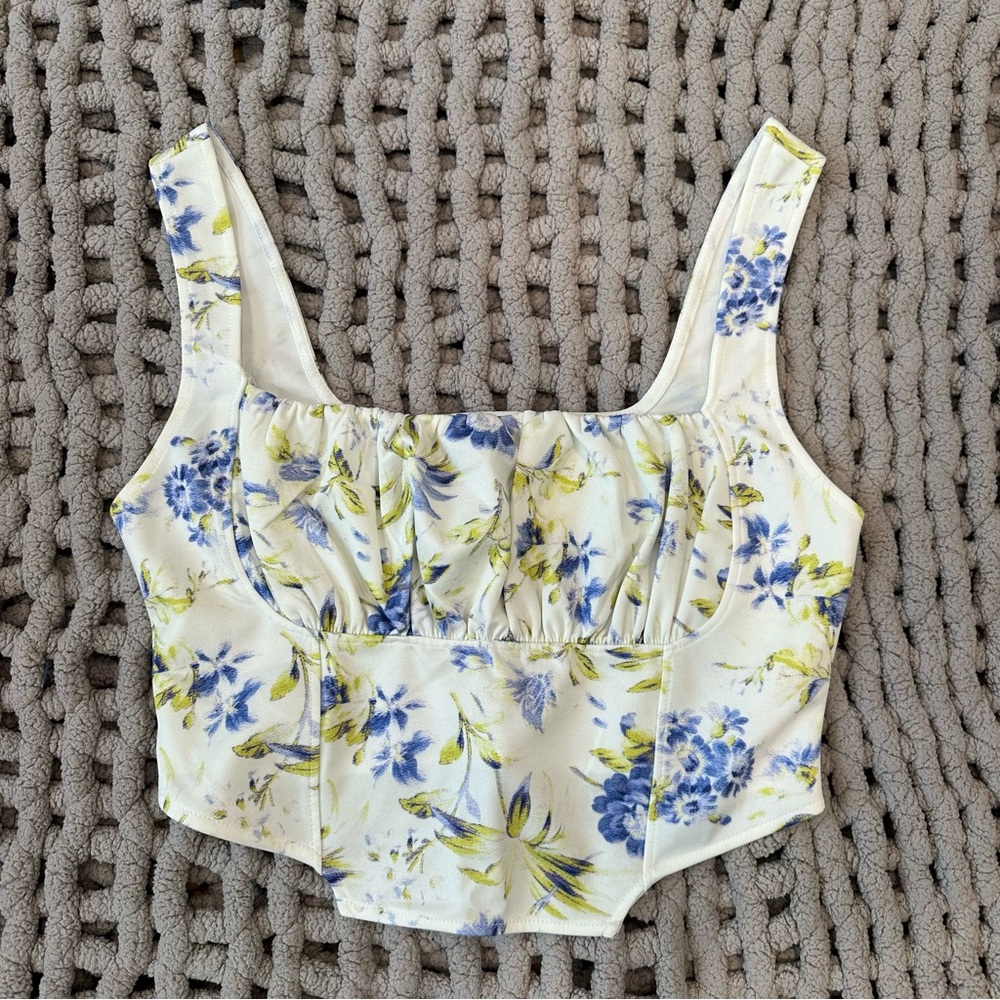 asos design curve floral corset top